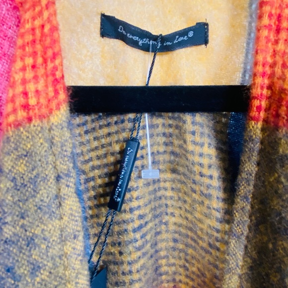 Multicolor Check Patchwork Soft Versatile Wear Poncho Cape Cloak O/S - Picture 6 of 8